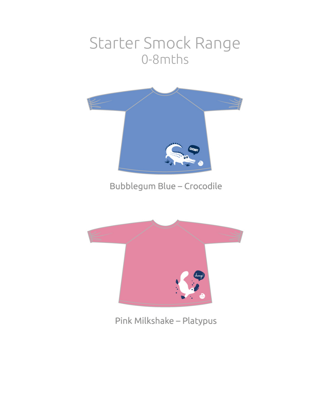 Little Chomps Starter Baby Smock Range of Colours.