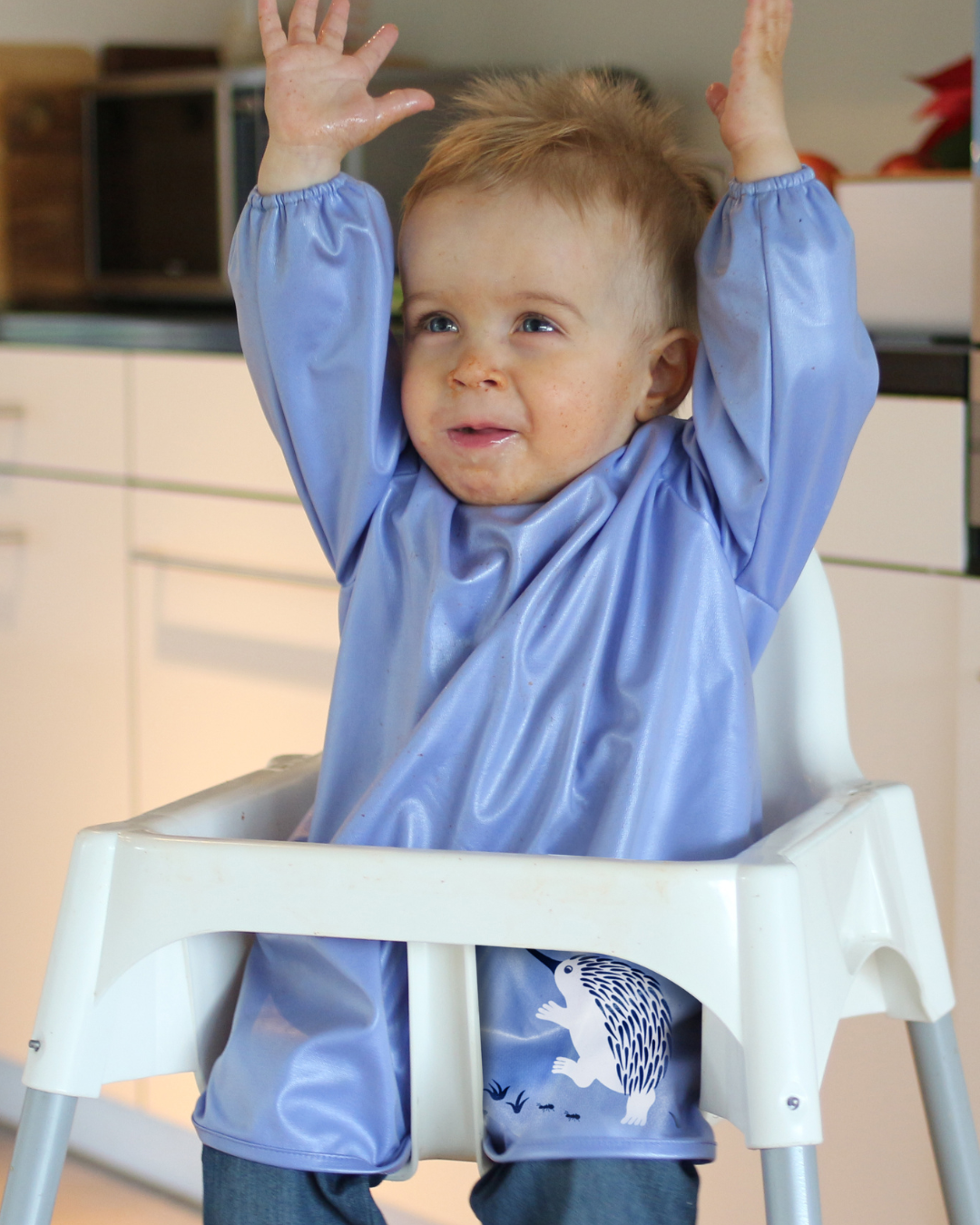 Baby feeding smock | Little Chomps Bubblegum Blue